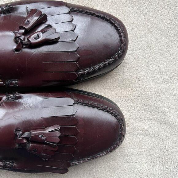 GH Bass & Co. Weejuns Layton Burgundy Leather Tassle Loafers Men’s Size 11 D - Picture 8 of 16